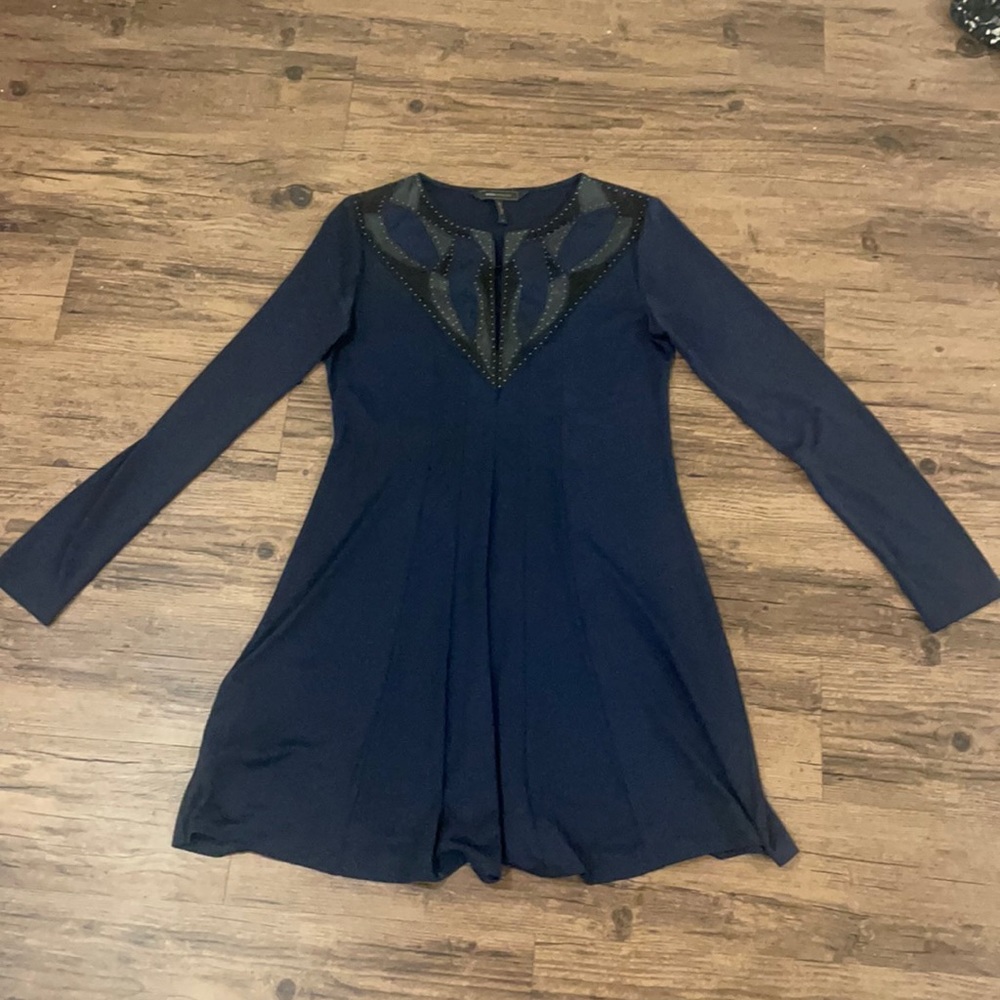 BCBG Navy with leather stud detail mini dress